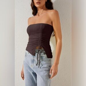 Amazon Brown Strapless Top